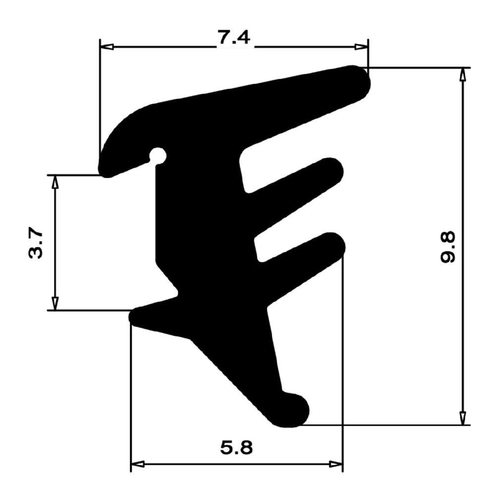 Verglasungsdichtung für Fenster | 9,8 mm Höhe | Farbe: schwarz