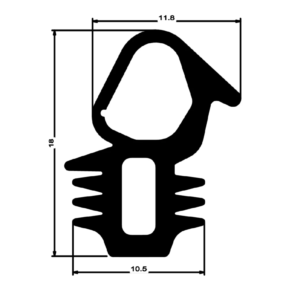 Stahlzargendichtung für Stahlrahmen | 19 mm Höhe | Farbe: grau