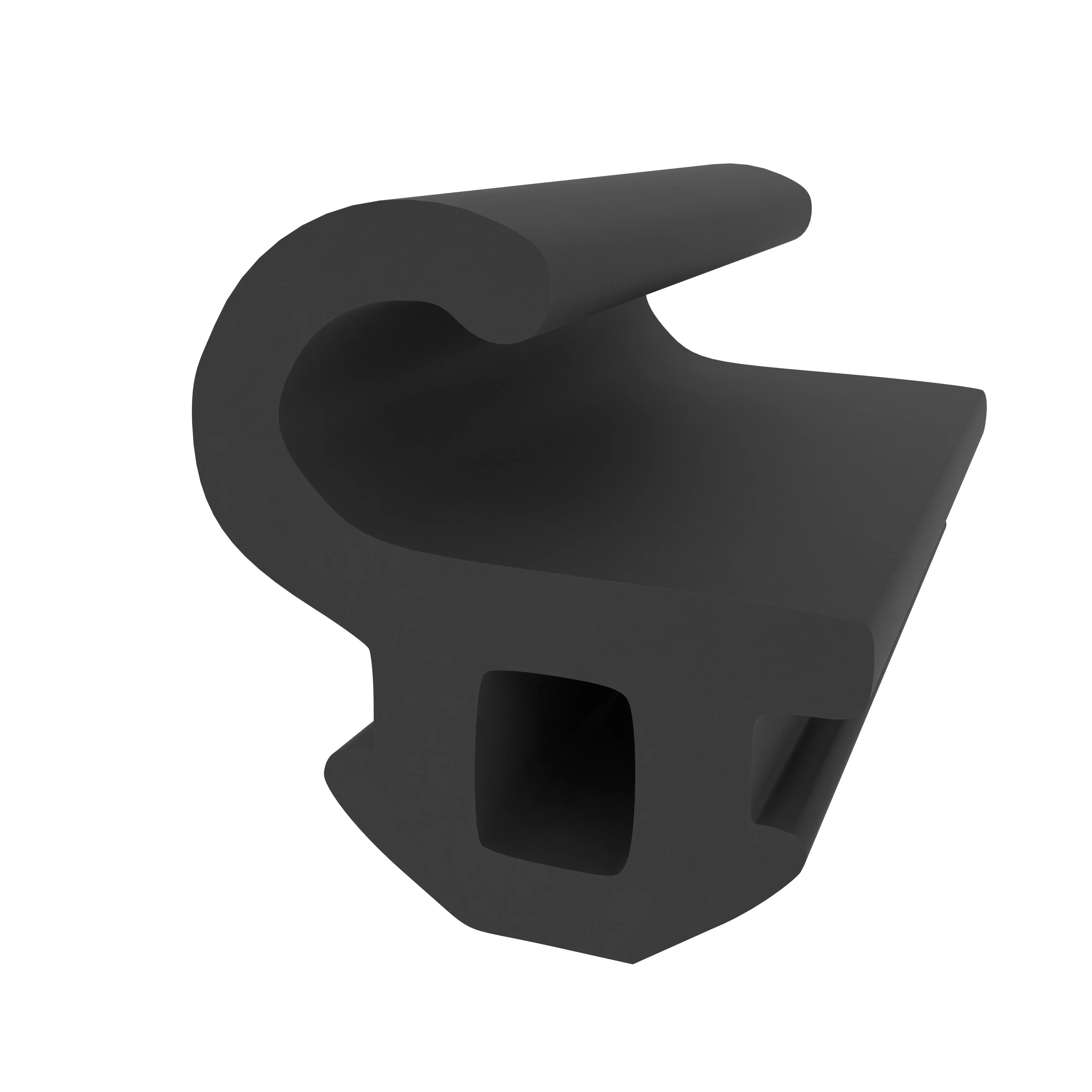 Anschlagdichtung mit Lippe und profiliertem Fuß | 9,5 mm Höhe | Farbe: schwarz  Anschlagdichtung mit Lippe und profiliertem Fuß | 9,5 mm Höhe | Farbe: schwarz