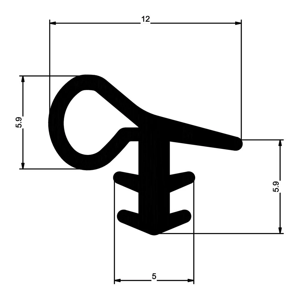 Zimmertürdichtung für Haustüren | 12 mm Breite | Farbe: transparent