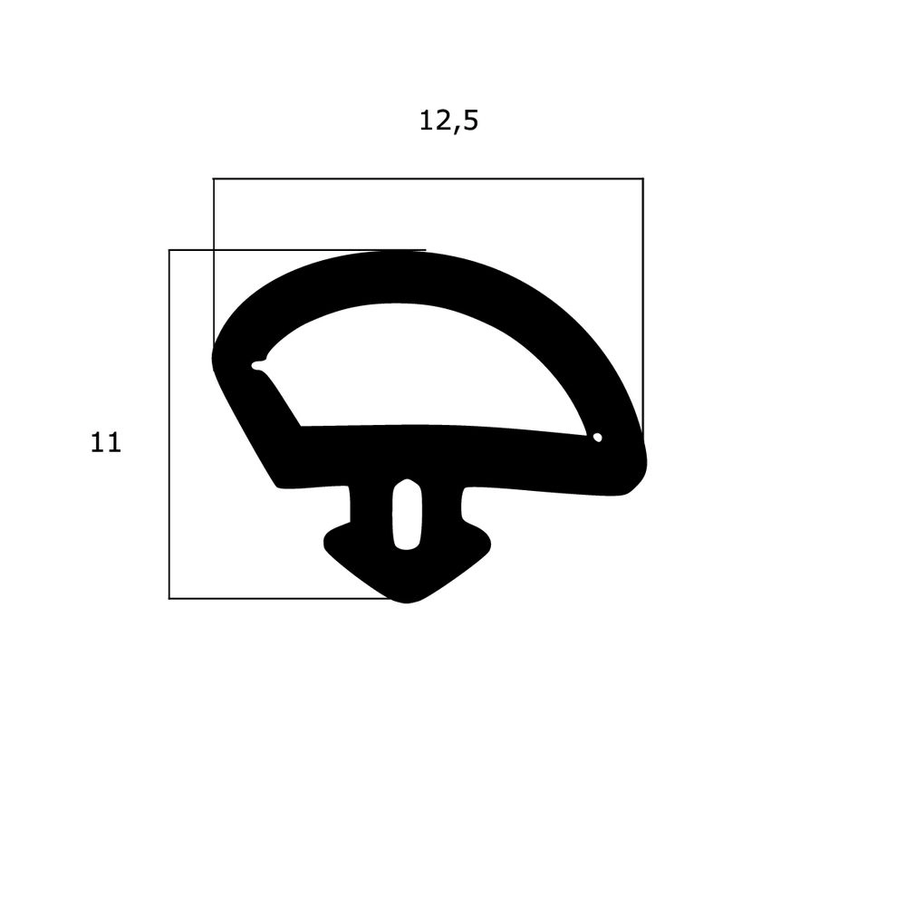 Lippendichtungen - Anschlagdichtung mit Schlauch | 11 mm Höhe | Farbe: schwarz