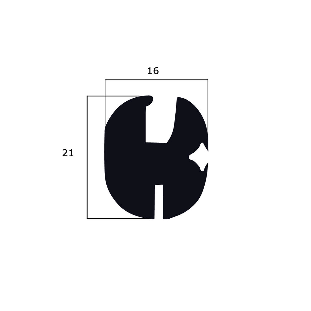 Gummiklemm- und Füllerprofile - Glasklemmprofil inkl. Füller | 16 mm Höhe | Farbe: schwarz