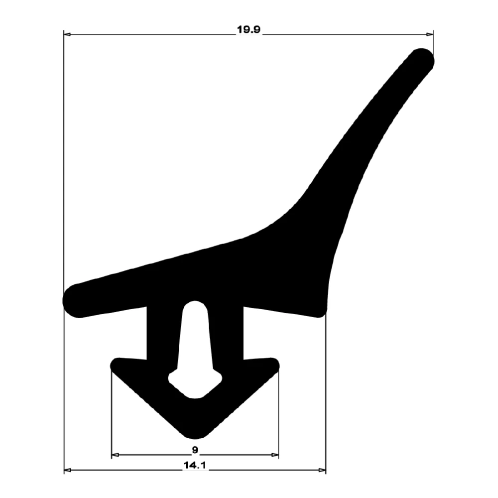 Mitteldichtung für Fenster | 20 mm Höhe | Farbe: schwarz