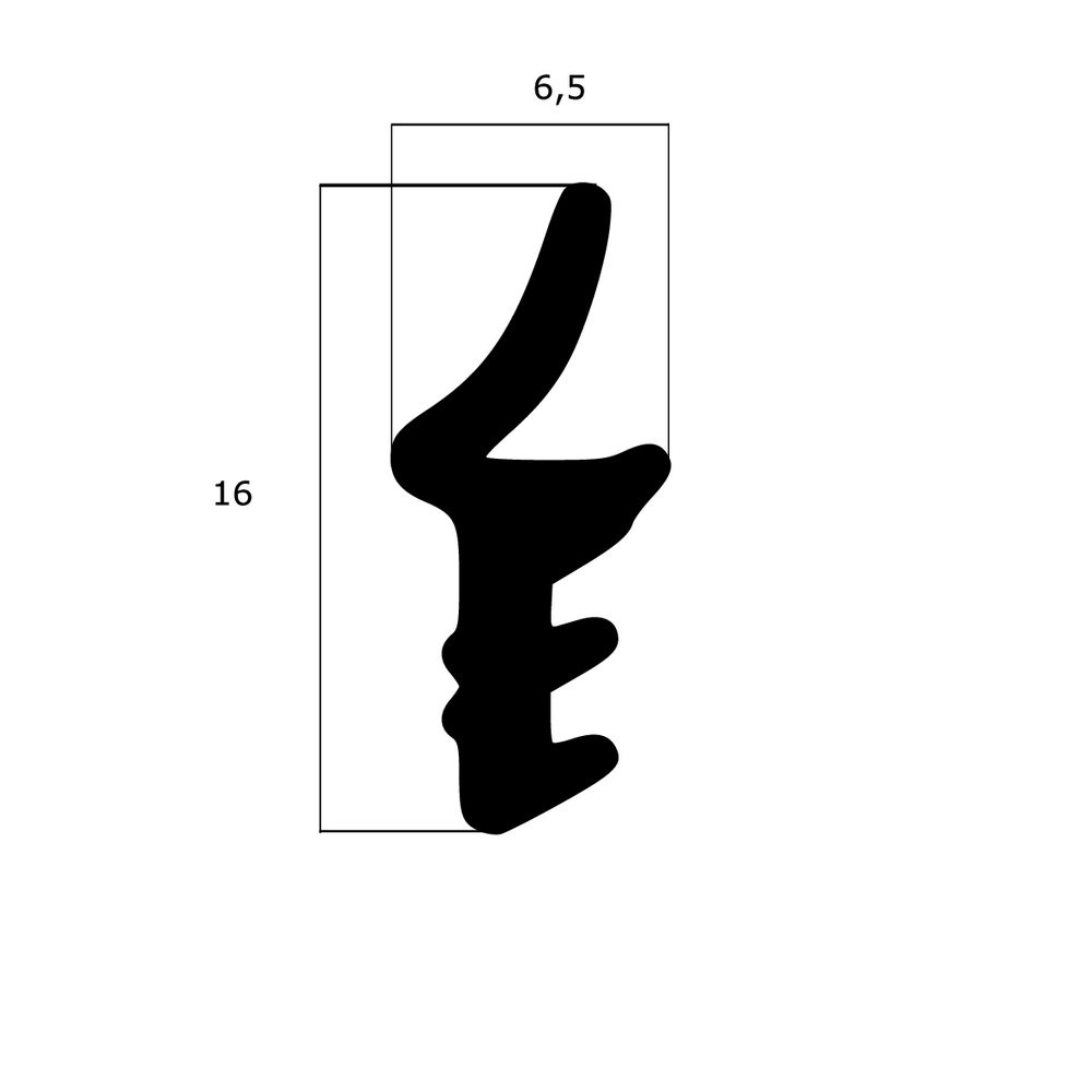 Lippendichtungen - Anschlagdichtung mit Lippe und profiliertem Fuß | 16 mm Höhe | Farbe: schwarz