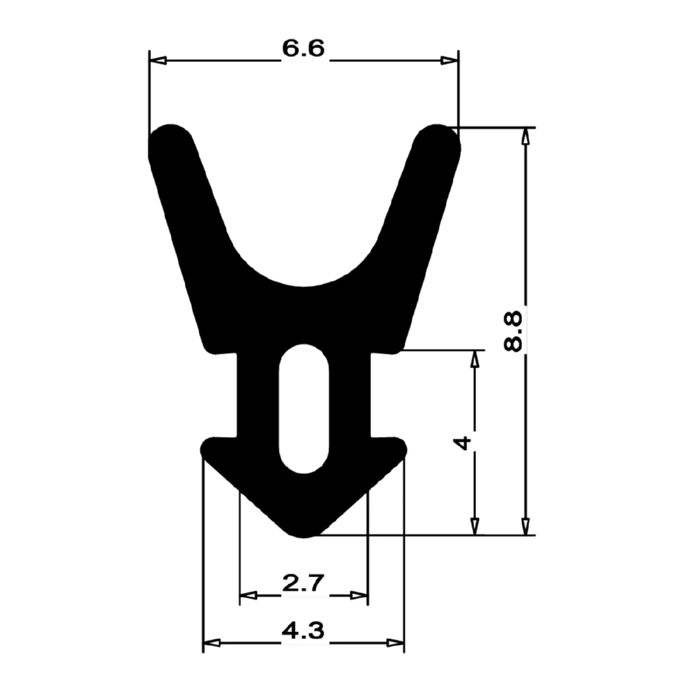 Anschlagdichtung mit Lippe und profiliertem Fuß | 9 mm Höhe | Farbe: schwarz