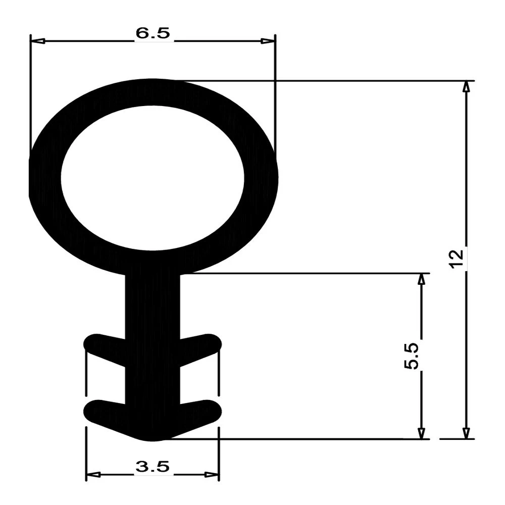 Holzzargendichtung für Haustüren | 3 mm Nutbreite | Farbe: schwarz