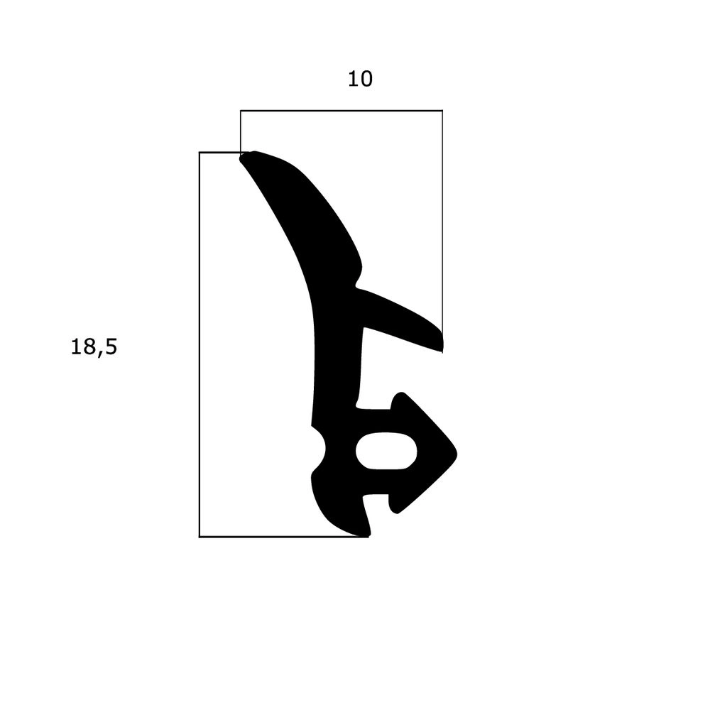 Türrahmen Dichtung - Anschlagdichtung für KBE und Veka Fenster | 18,5 mm Höhe | Farbe: schwarz