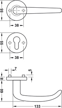 Türdrücker-Garnitur mit Profilzylinder | Modell: Startec PDH3104 | Ausführung: DIN links