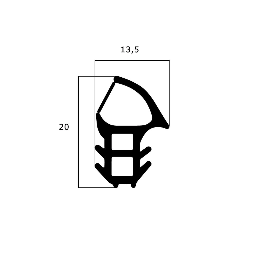 Türrahmen Dichtung - Stahlzargendichtung für Stahlprofile | 13,5 mm Breite | Farbe: schwarz