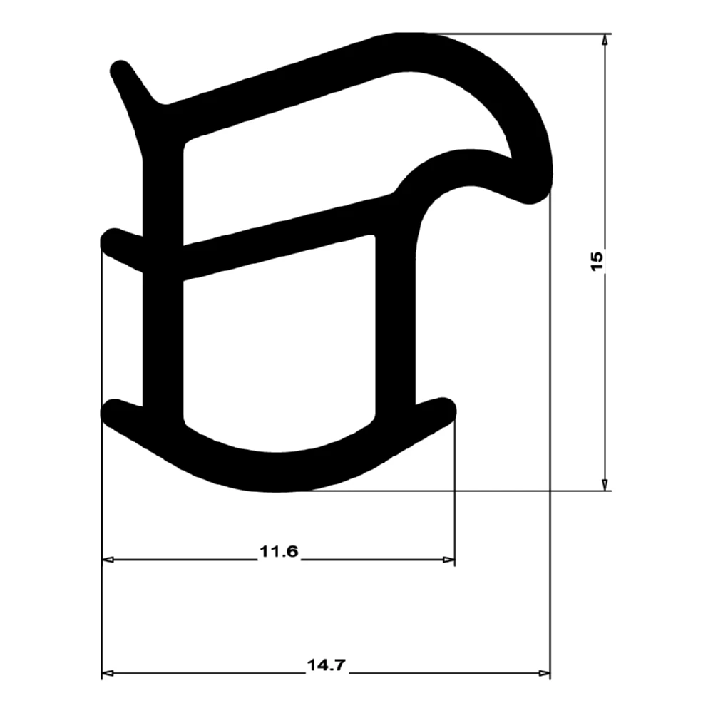 Stahlzargendichtung für senkrechte Nut | 15 mm Höhe | Farbe: beige