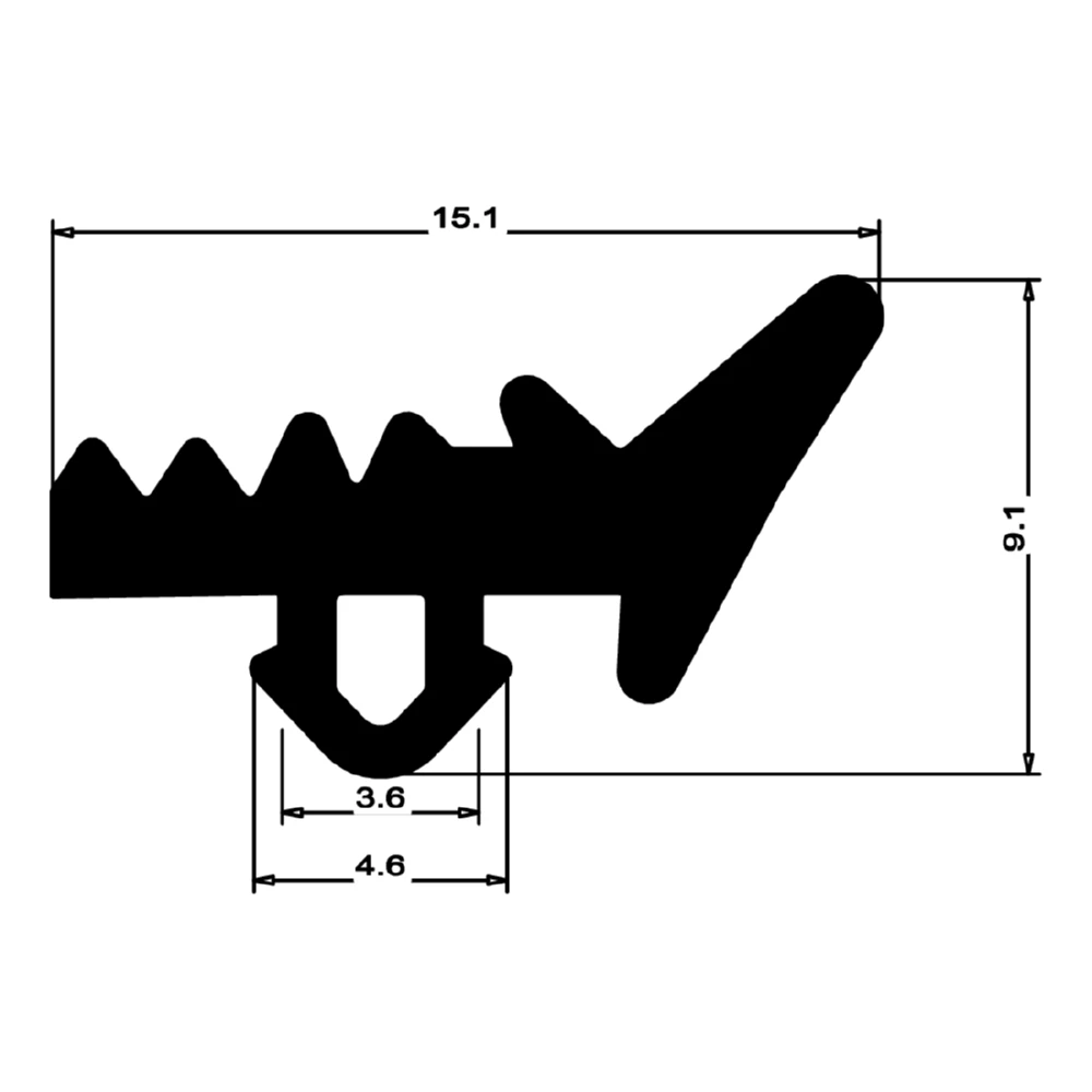 Verglasungsdichtung für Fenster | 9 mm Höhe | Farbe: schwarz