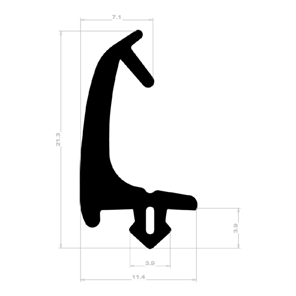 Mitteldichtung für Metall- und Alufenster | 21 mm Höhe | Farbe: schwarz