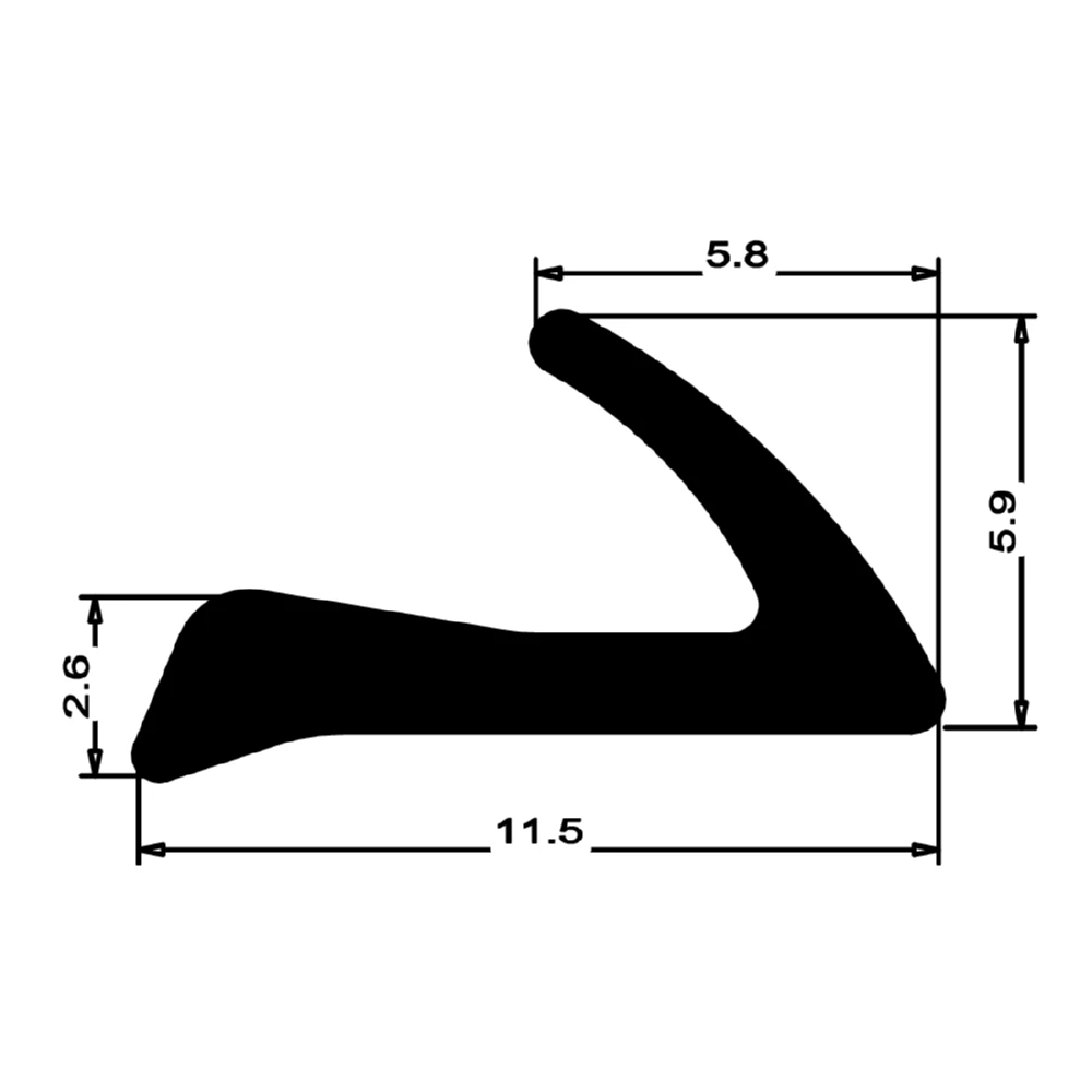 Anschlagdichtung mit Lippe und glattem Fuß | 6 mm Höhe | Farbe: schwarz