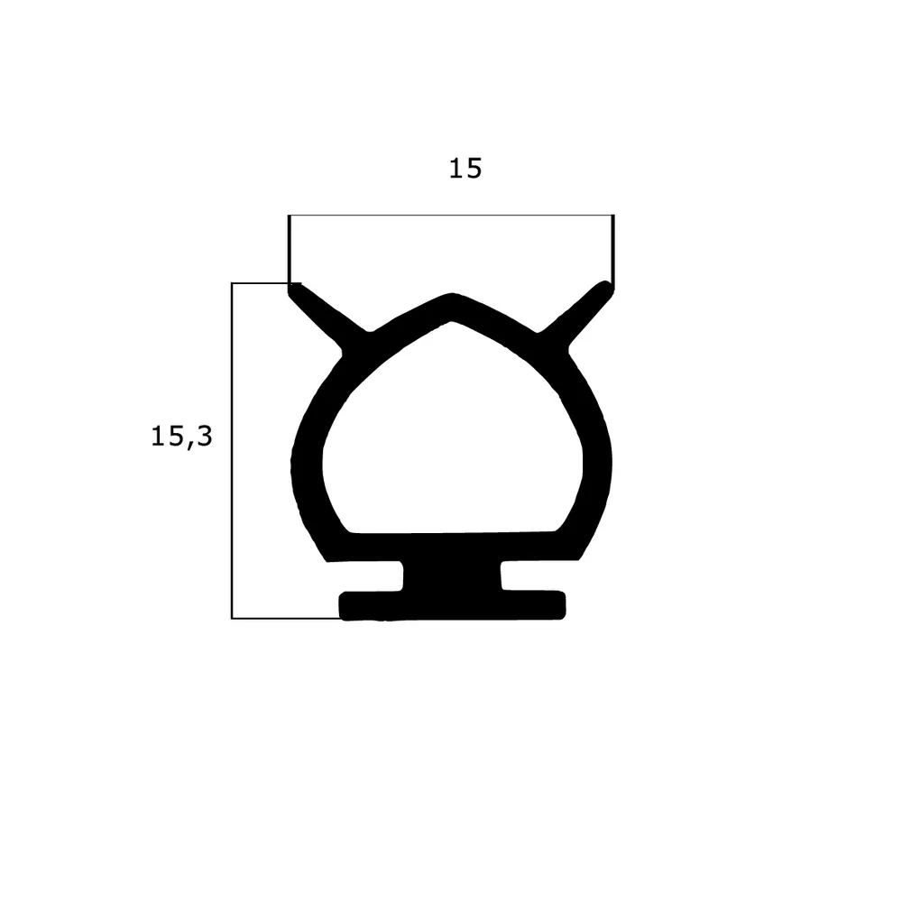 Bodenschwellendichtungen - Schwellendichtung für Bodenschwellen | Höhe: 15,3 mm | Farbe: grau