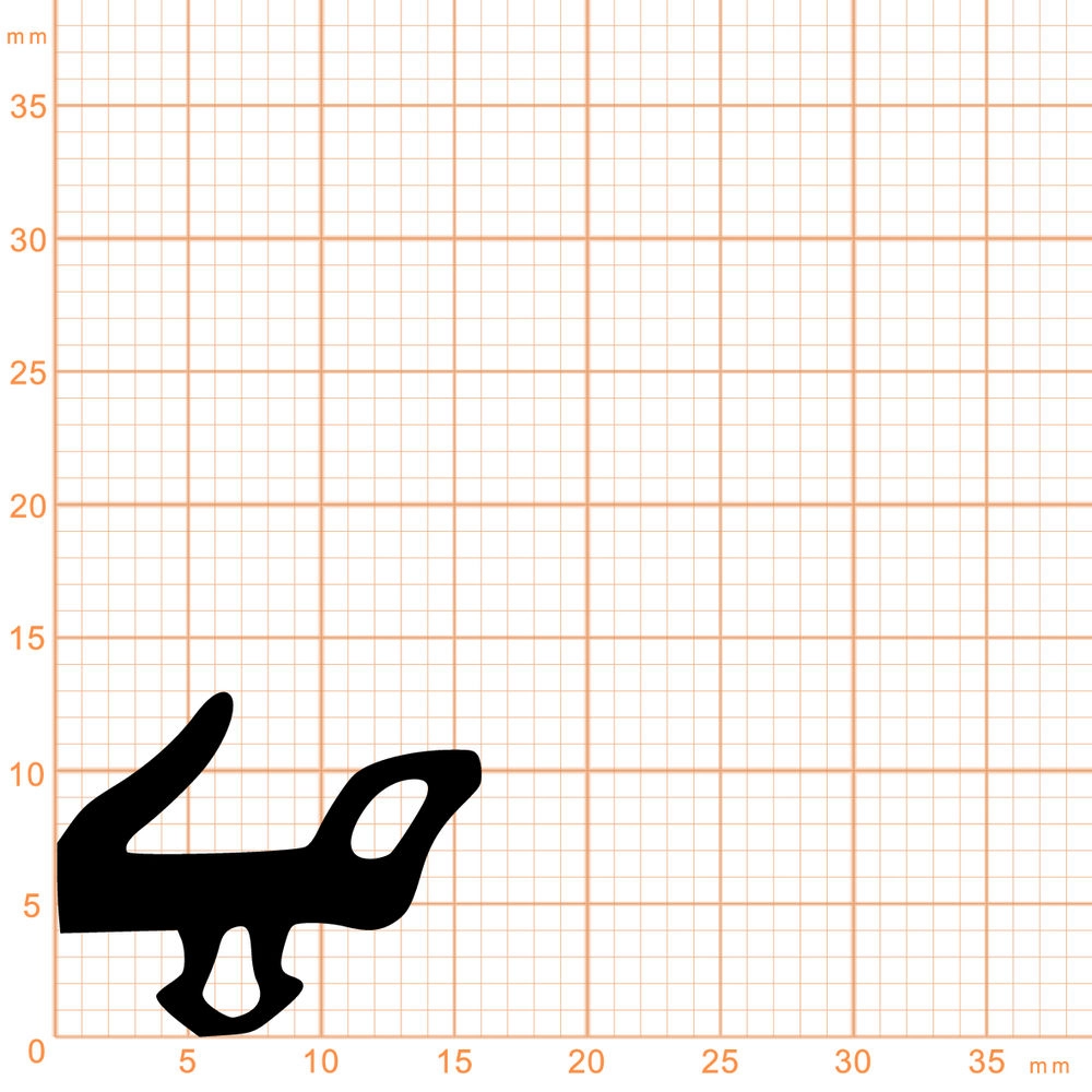 Lippendichtungen - Anschlagdichtung mit Lippe und profiliertem Fuß | 13 mm Höhe | Farbe: schwarz 