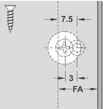 Zubehör Möbeltüren - Adapterplatte für Druckschnäpper | Tip-On Langversion | Farbe: nickelfarben