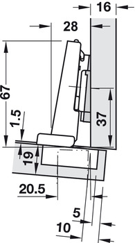 Scharniere - Topfplatte für Blum Clip Top Blumotion | Modell: 71B9650 | Anschlag: Mittelanschlag