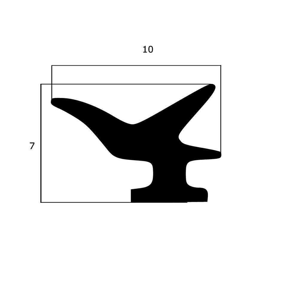 Lippendichtungen - Anschlagdichtung mit Lippe und profiliertem Fuß | 7 mm Höhe | Farbe: schwarz