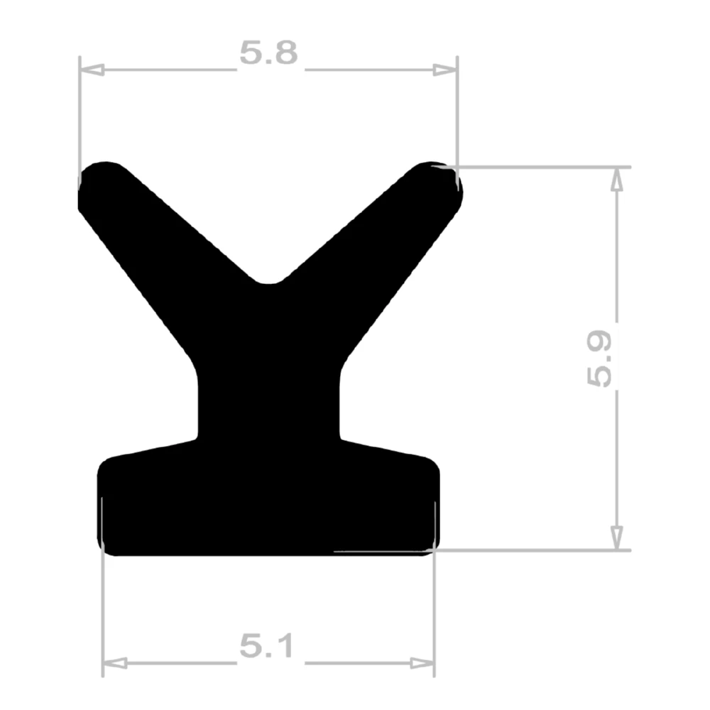 Anschlagdichtung mit Lippe und profiliertem Fuß | 6 mm Breite | Farbe: schwarz