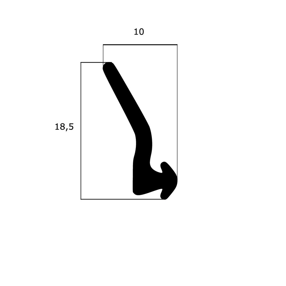 Lippendichtungen - Anschlagdichtung für Kunststofffenster | 18,5 mm Höhe | Farbe: schwarz 