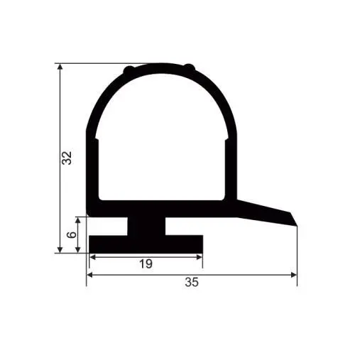 Kühlschrankdichtungen - Kühlschrankdichtungsrahmen | Höhe: 32 mm | Farbe: schwarz