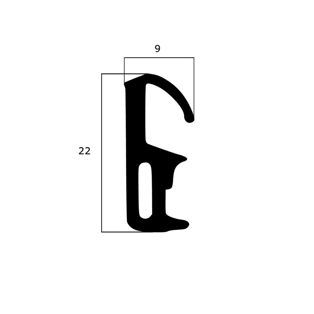Mitteldichtungen - Mitteldichtung für Metall- und Alufenster | 22 mm Höhe | Farbe: schwarz