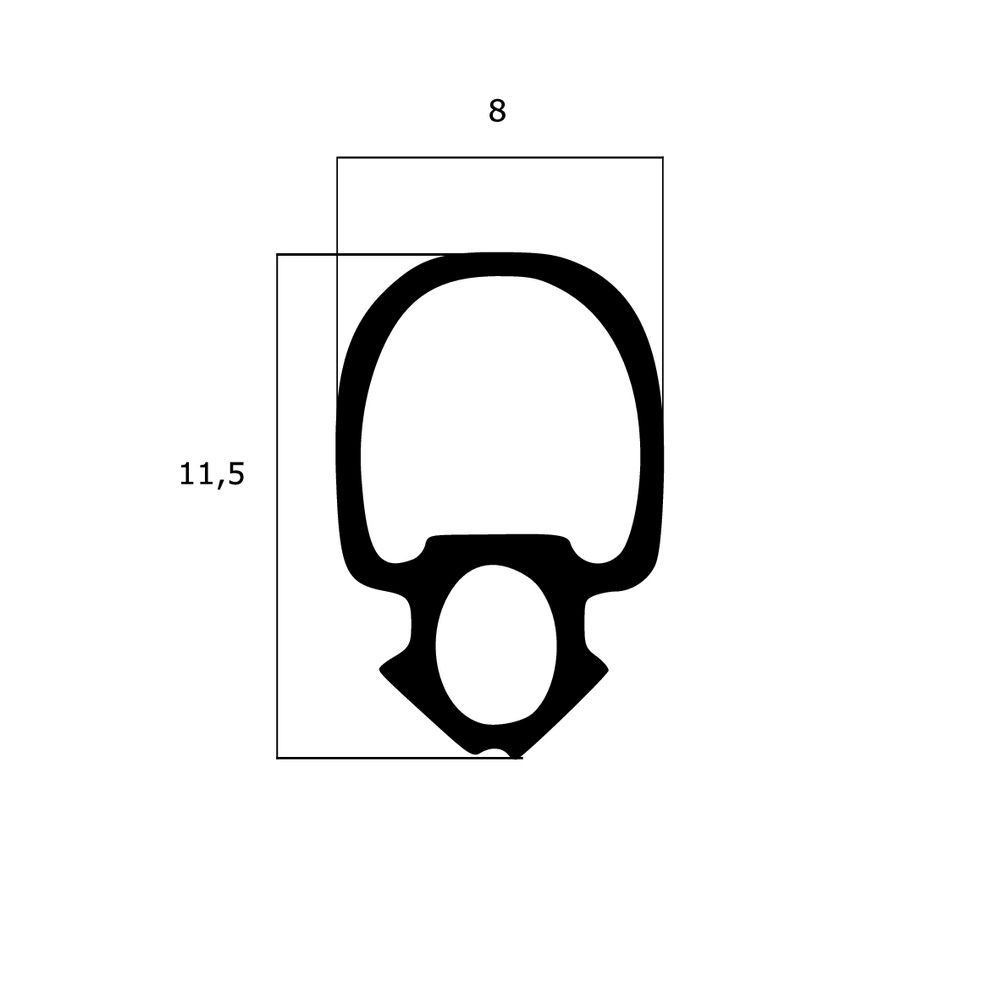 Schlauchdichtungen - Anschlagdichtung mit Schlauch | 11,5 mm Höhe | Farbe: schwarz