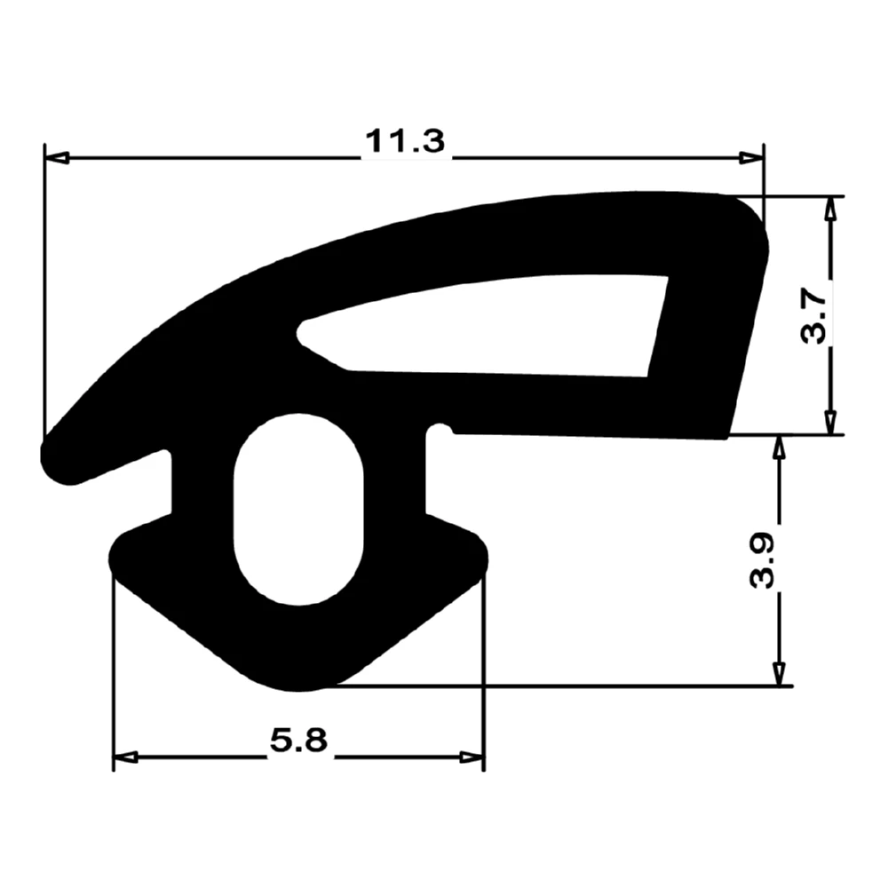 Anschlagdichtung mit Schlauch | 8 mm Höhe | Farbe: schwarz