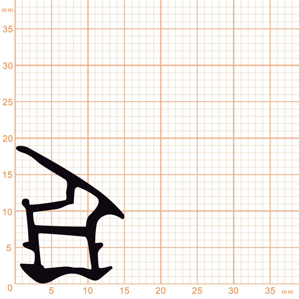 Türrahmen Dichtung - Stahlzargendichtung für Stahlzargen | 19 mm Höhe | Farbe: schwarz