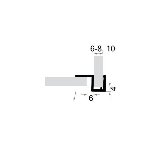 Senkrecht - Dusch-Eckanschlagprofil | Glasstärke: 6 – 8 mm | Farbe: transparent