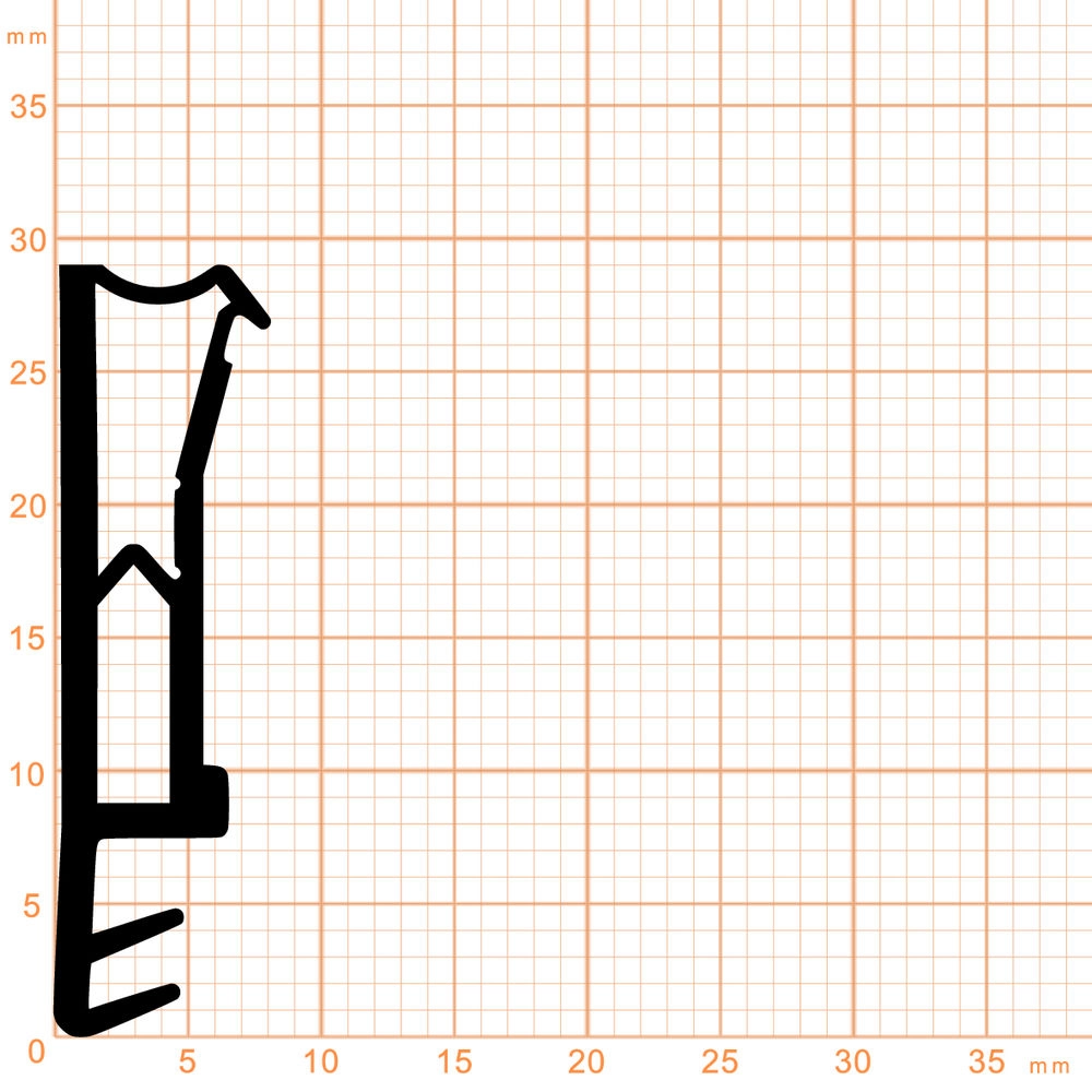 Flügelfalzdichtungen - Flügelfalzdichtung für Schallschutzfenster | 29 mm Höhe | Farbe: schwarz