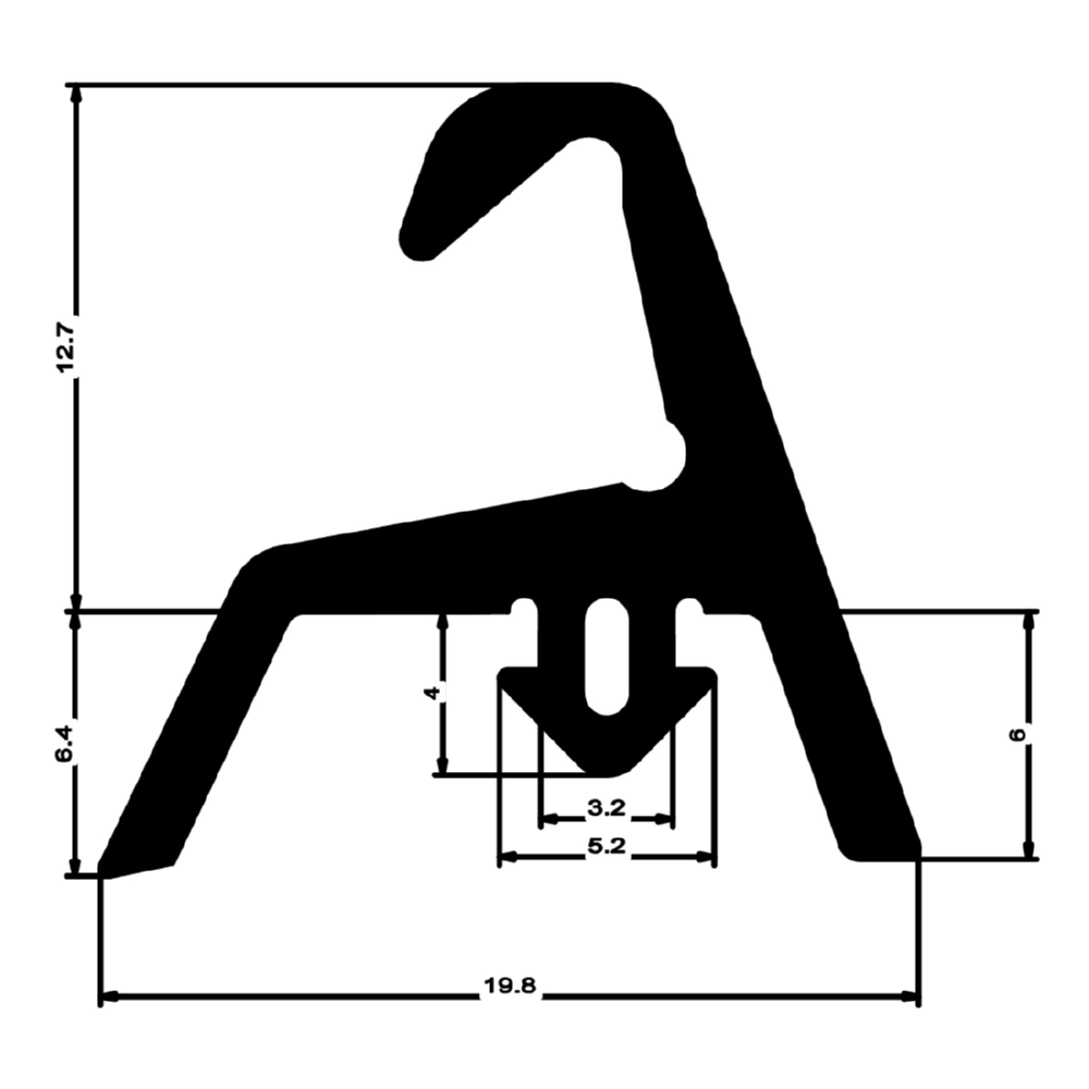 Mitteldichtung für Metall- und Alufenster | 20 mm Höhe | Farbe: schwarz