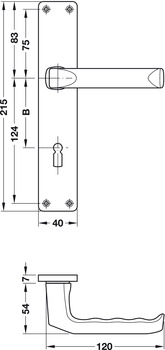 Türdrücker - Türdrücker-Garnitur für WC/Badezimmer | Hoppe London 113/202SP | Farbe: silber