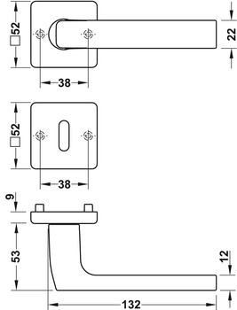 Türdrücker - Türdrücker-Garnitur für WC/Badezimmer | Hoppe Dallas 1643/52KV/52KVS | Farbe: silber