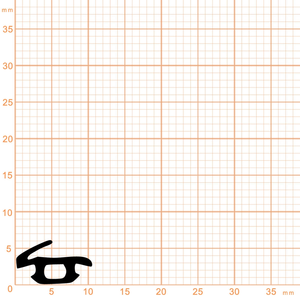 Lippendichtungen - Anschlagdichtung mit Lippe und profiliertem Fuß | 10 mm Breite | Farbe: schwarz