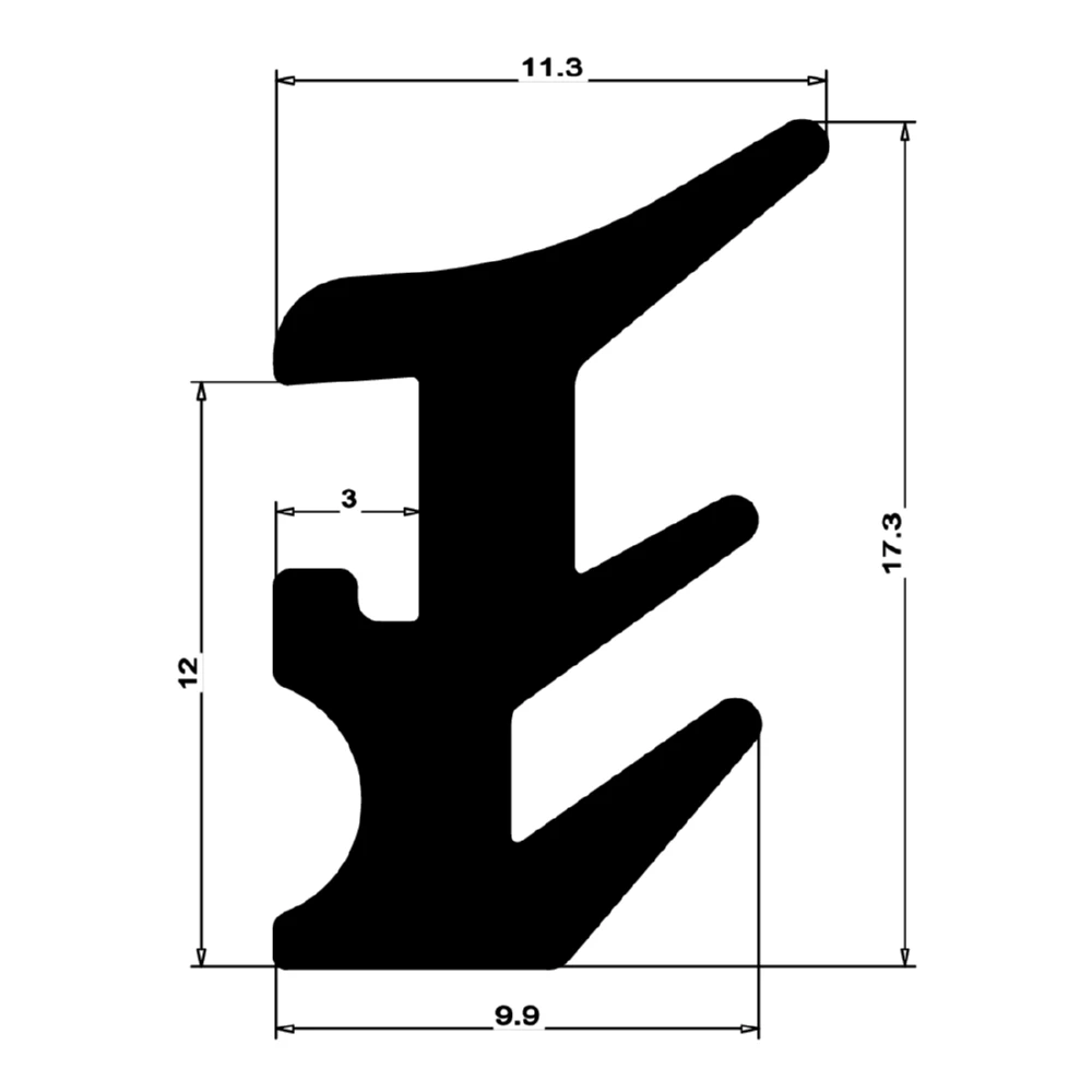 Verglasungsdichtung für Fenster und Türen | 18 mm Höhe | Farbe: schwarz