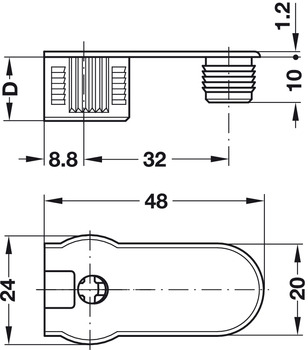 Verbinder & Bodenträger - Verbindergehäuse von Häfele Rafix 20 | Bohrtiefe: 14,02 mm +0,2 mm | Für Holzdicke ab 19 mm