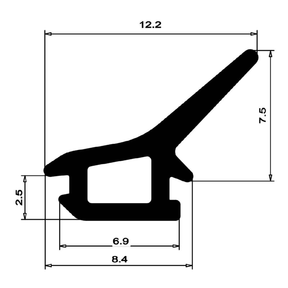 Mitteldichtung für Metall- und Alufenster | 14 mm Höhe | Farbe: schwarz