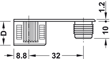 Verbinder & Bodenträger - Verbindergehäuse von Häfele Rafix 20 | Bohrtiefe: 14,02 mm +0,2 mm | Für Holzdicke ab 19 mm