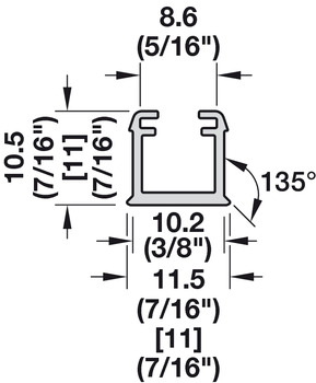 Einbauprofil für Häfele Loox5 | Modell: 1101 | Länge: 3000 mm