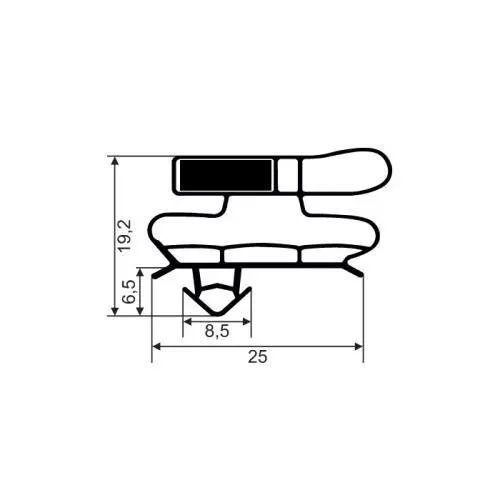 Kühlschrankdichtungsrahmen | 19,2 mm Höhe | Farbe: weiß