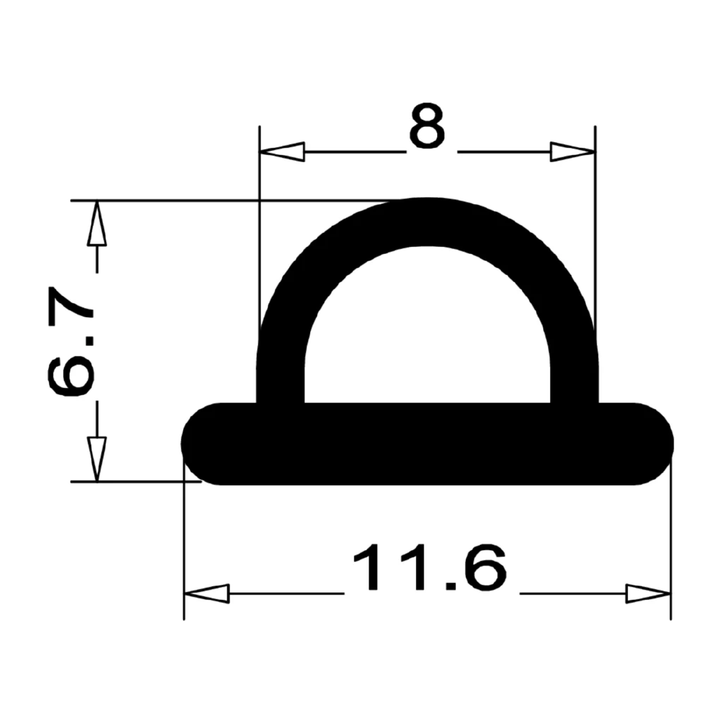Anschlagdichtung mit Schlauch für Kömmerling Fenster | 6,7 mm Höhe | Farbe: schwarz