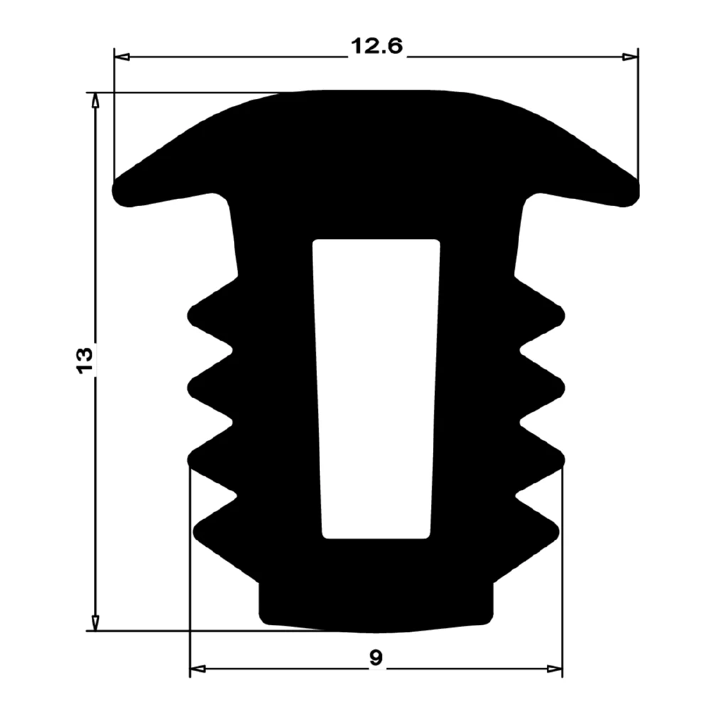 Treppenstufendichtung | Höhe: 13,5 mm | Farbe: schwarz