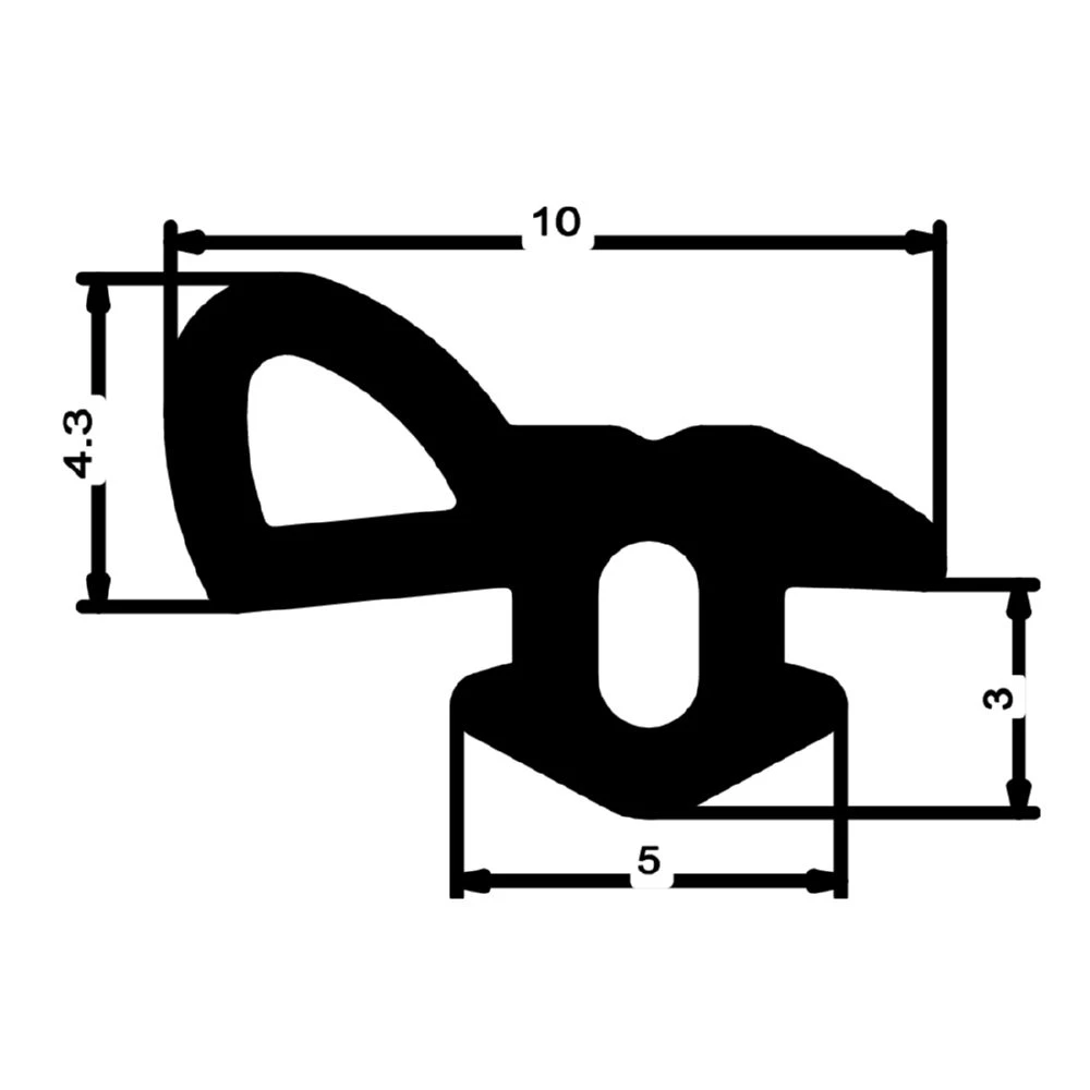 Anschlagdichtung mit Schlauch | 7,5 mm Höhe | Farbe: schwarz