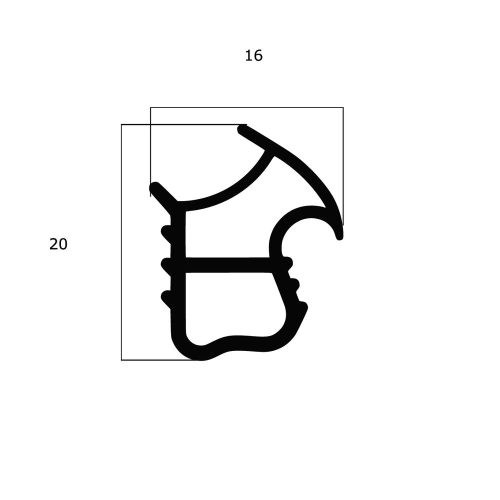 Türrahmen Dichtung - Stahlzargendichtung für senkrechte Nut | 20 mm Höhe | Farbe: weiß