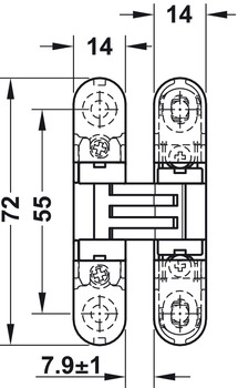 Scharniere - Scharnier für Holzdicken ab 18 mm für unsichtbaren Anschlag in schwarz