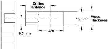 Verbindergehäuse von Häfele Maxifix | Bohrtiefe: 15,5 mm | Für Holzdicke ab 19 mm