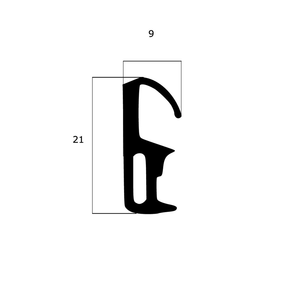 Türrahmen Dichtung - Mitteldichtung für RP Technik Stahltüren | 21 mm Höhe | Farbe: schwarz