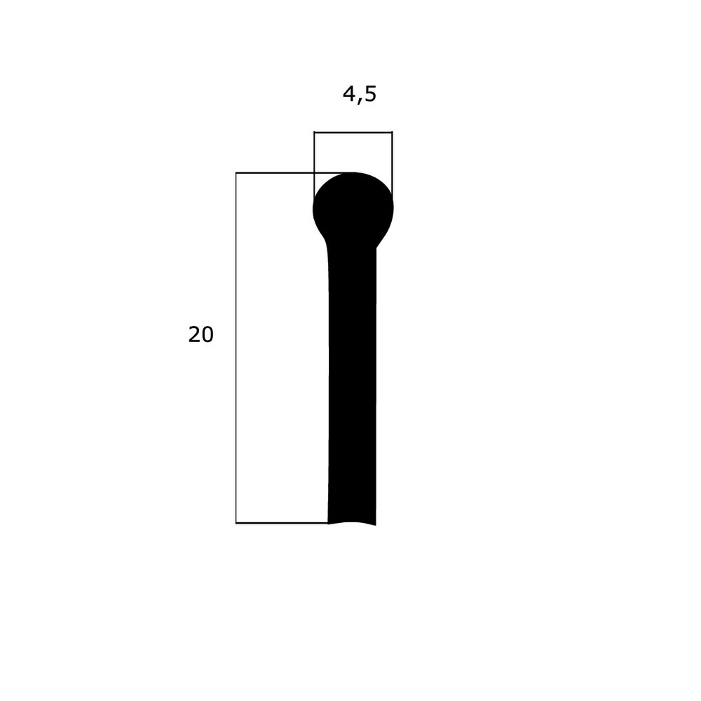 Türrahmen Dichtung - Scheibenwischerdichtung für Türrahmen | Höhe: 20 mm | Farbe: schwarz 