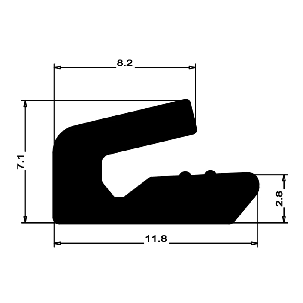 Anschlagdichtung mit Lippe und glattem Fuß | 8 mm Höhe | Farbe: schwarz